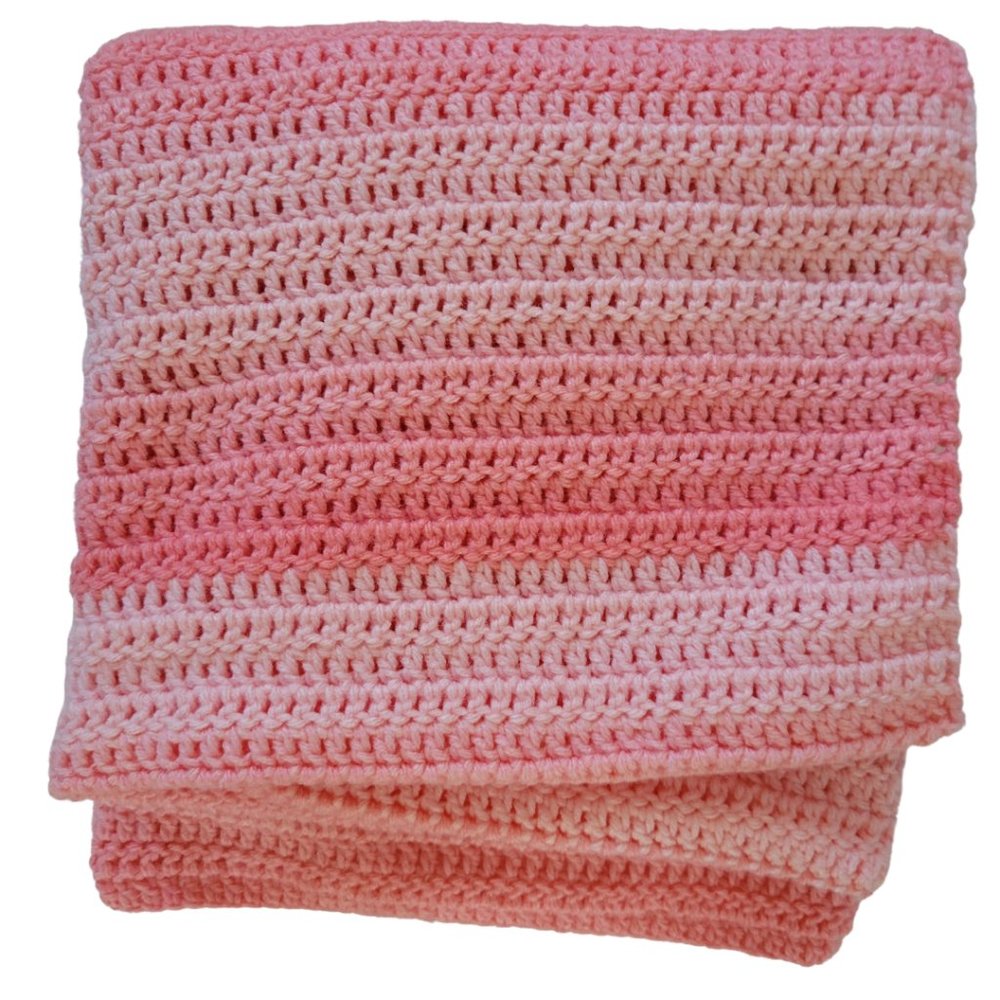 🎉HP🎉NEW Handmade Crochet Ombre Sea Coral Blanket /Throw - Picture 3 of 11